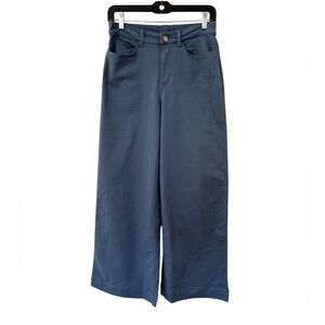 NWT PACT women’s cotton Stretch Twill Wide Leg Pant S slate blue 28 1/2” inseam